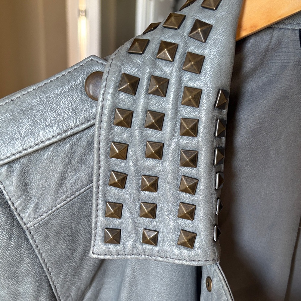 Trouvé Studded Gray Leather Jacket - Picture 5 of 5